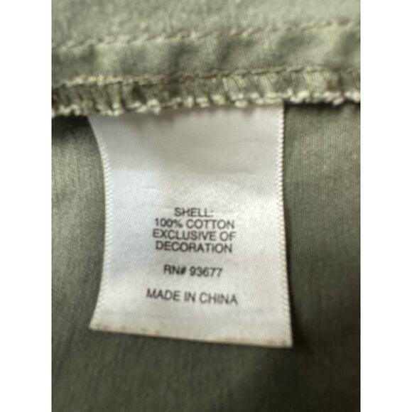 a.n.a. Olive Green Utility Jacket Drawstring Waist Snap Zip Closure Size L - Picture 11 of 11